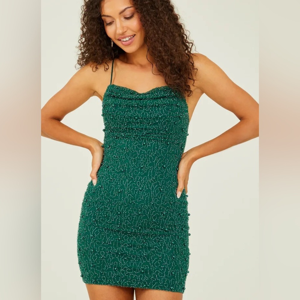 Elegant Green Beaded Dress